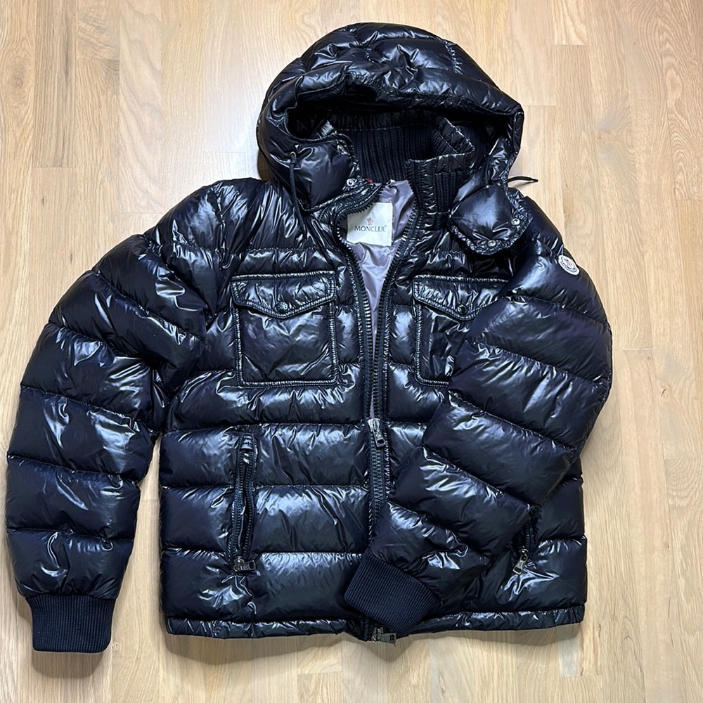 Authentic Moncler Shiny Black Puffer Jacket Size 3